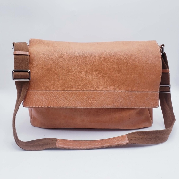 Shinola E/W East West Messenger Bag Natural Leather Computer Laptop Briefcase - Picture 1 of 16